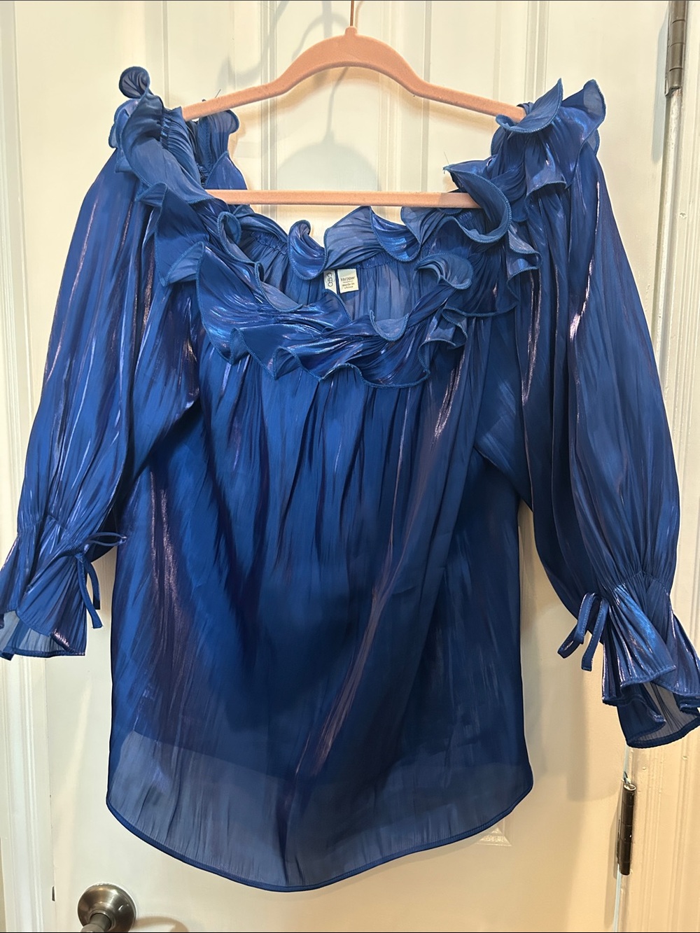 Cato Royal Blue Ruffled Off-Shoulder Blouse